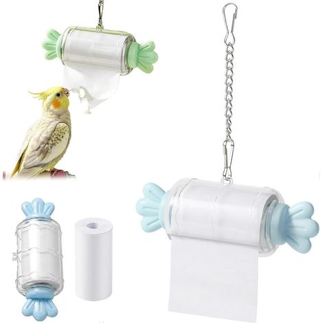 Jouet pour oiseaux : rouleau papier à déchiqueter, chaînette de suspension, interactif de recherche de nourriture, jouet à mâcher pour perroquets (1/5)