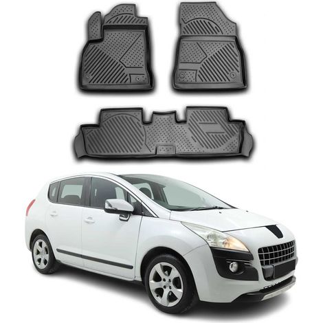 OMAC Tapis de Sol Compatible avec Peugeot 3008 2007-2015 sur Mesure en Caoutchouc Noir