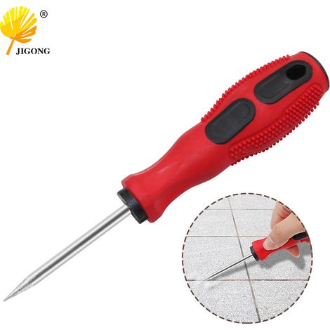 Cône à jointoyer - Outil manuel pour le nettoyage et l'application du joint sur les carreaux de sol, avec poignée en caoutchouc rouge (1/5)