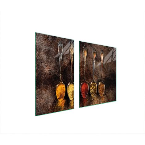 ASSIETTE EN VERRE et PLANCHE À DÉCOUPER 100x52 ÉPICES (1/5)