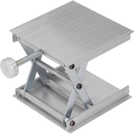 Plateforme élévatrice labo 90x90mm réglable en hauteur outil mesure manuel en aluminium argent (1/5)