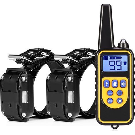 Collier de dressage anti-aboiements étanche – Télécommande 800m – 7 modes rechargeables – Adapté à toutes les races de chiens – Lot de 2 colliers (1/5)