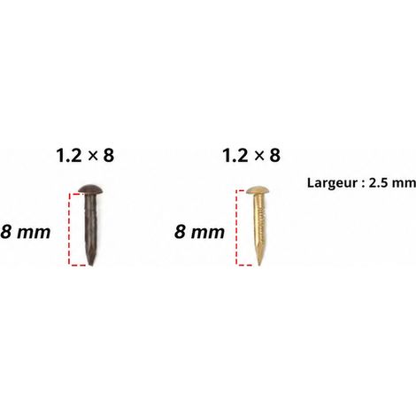 Clous décoratifs en laiton à tête ronde 1,2 × 8 mm, 100 pièces, couleur laiton 1.2 8mm 100 0,8 × 0,8 × 0,12 cm 9 g – Livraison gratuite