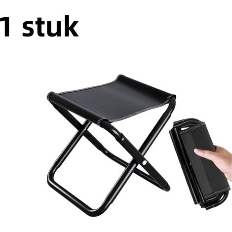 Tabouret pliant extérieur portable avec sac de rangement taille moyenne couleur noire (1/5)