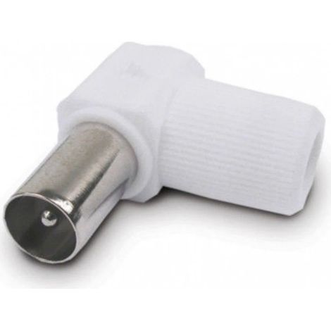 Conector de antena acodado plástico blanco 9,5 macho ref 70102