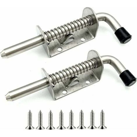 Serrure de porte de Garage en acier inoxydable, 2 pièces, boulon de verrouillage à ressort, boulon de porte en acier, adapté à la porte de garage, abri de jardin (128mm) (1/4)