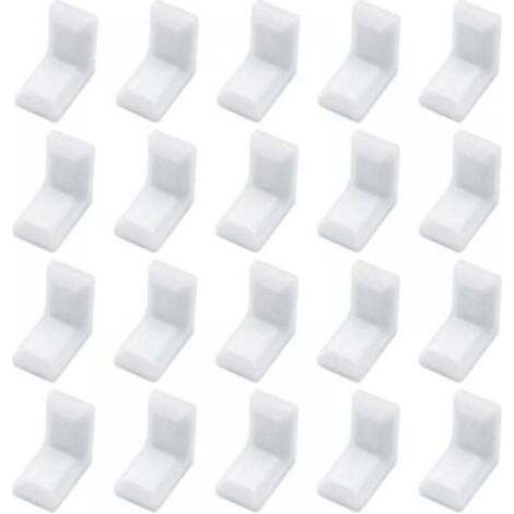 Lot de 40 équerres d'angle en forme de L avec couvercle en plastique blanc pour armoire, étagère (1/5)