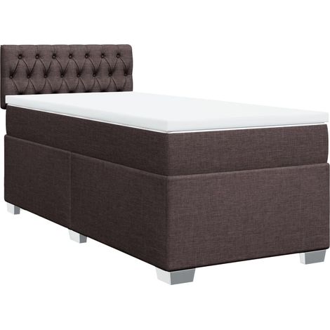 Maison Exclusive - Cama box spring con colchón tela marrón oscuro (1/5)