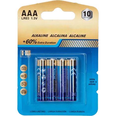 Lot de 4 Piles alcalines AAA LR03 de 1,5 V, idéales pour Les appareils électroniques et Les Jouets. (1/5)