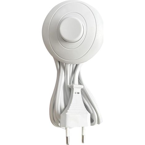 Cordon électrique blanc long. 3m avec interrupteur à pied 250V, 2A et fiche 2 pôles, 5 ans - (1/3)