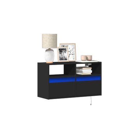 Meuble TV mural avec lumières LED noir 80x31x45 (1/5)