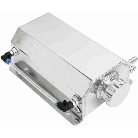 Depósito de expansión de aluminio de 2 litros, depósito universal para radiador, color plata.