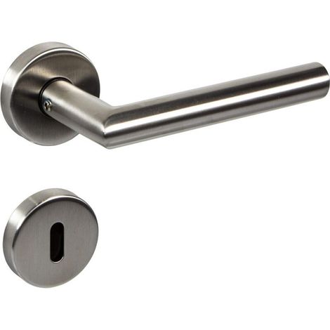 Memkey – Poignée de porte en acier inoxydable brossé – Garniture moderne pour portes intérieures – Clé à panneton – Épaisseur de porte 37-47mm (1/5)