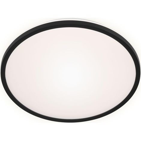 Plafonnier LED, plafonnier avec effet rétro-éclairé, 15 watts, 1500 lumens, 4000 kelvins, blanc-noir, 280x42mm (DxH) (1/5)