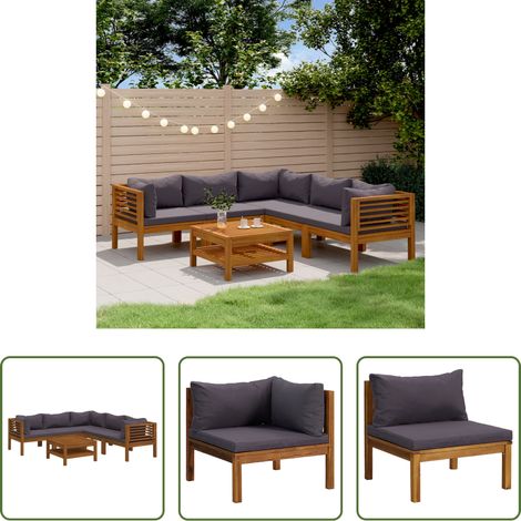 Holzsofa - 6-tlg. Garten-Lounge-Set mit Auflage Massivholz Akazie (1/5)