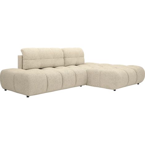 Canapé d'angle droit ouvert convertible en tissu chiné beige JOCIMA (1/5)
