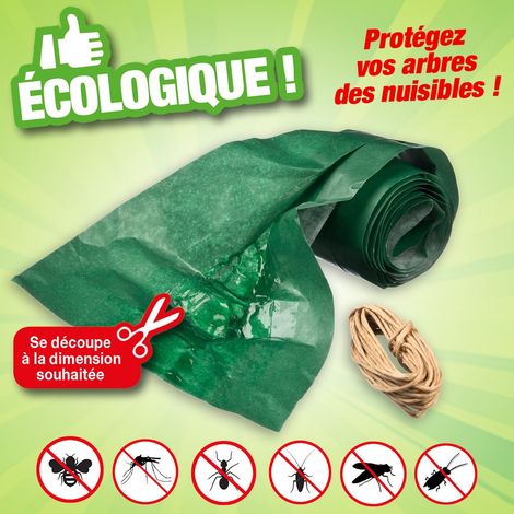 Nature – Bande de glue attrape insectes 150 cm – Pour piéger fourmis et chenilles – Fixation facile avec cordelette incluse (1/4)
