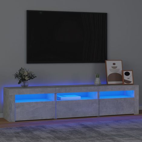 Meuble TV avec lumières LED Gris béton 180x35x40 cm (1/5)