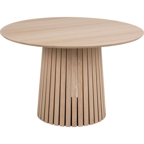 Table à manger ronde 120x120x75 cm décor chêne blanchi (1/5)