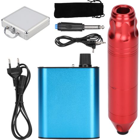 Machine à tatouer rotative type stylo avec interface DC, cordon clip, bloc d'alimentation 90‑265V et pédale, kit complet prise UE (1/5)