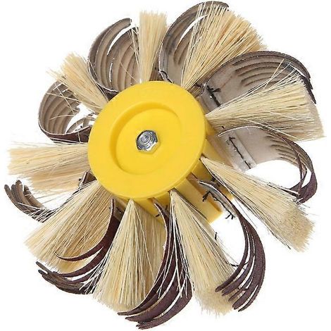 Brosse de polissage à poils de sisal en toile émeri montée sur arbre ( ) (1/5)