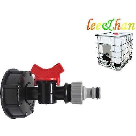 Réservoir d'eau IBC 1000 litres neuf, vanne d'adaptation S60x6 et robinet 3/4" (robinet uniquement) (1/3)