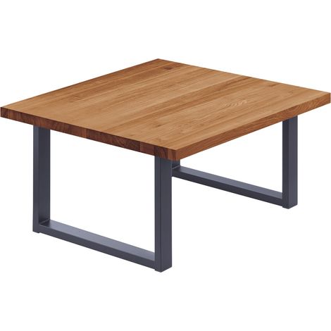 LAMO Manufaktur Esstisch Küchentisch, 60x60x47 cm (AxBxH), Loft, Dunkel / Anthrazit, LKG-01-A-004-7016L