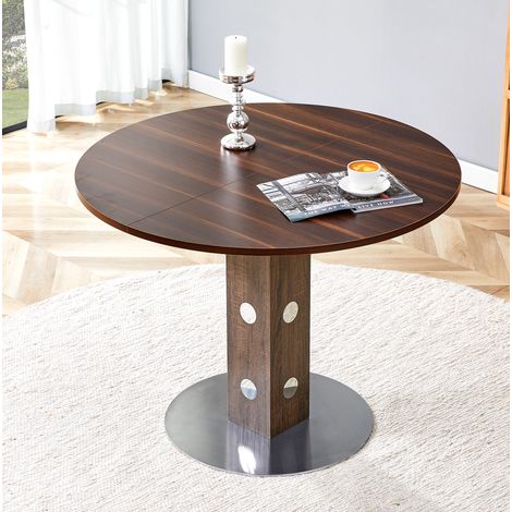 Runder Esstisch 100x76 cm aus braunem MDF, Metallgestell, platzsparend für kleine Küche – MEUBLIV (1/5)