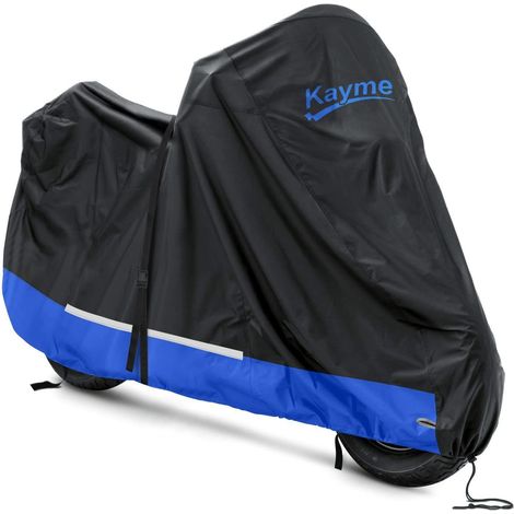 Motorrad Abdeckplane L 235cm Wasserdicht Winterfest 300D Oxford Schwarz-Blau (1/5)