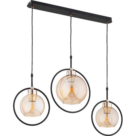Suspension glamour noire verre ambré 3xE27 Alfa Delsi (1/3)