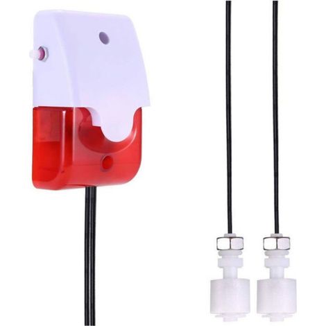 Détecteur Niveau Eau - Alarme Stroboscopique Rouge - 12 V - Détection Haut Bas - Câble Sonde 5 M - Réglage Volume (1/4)