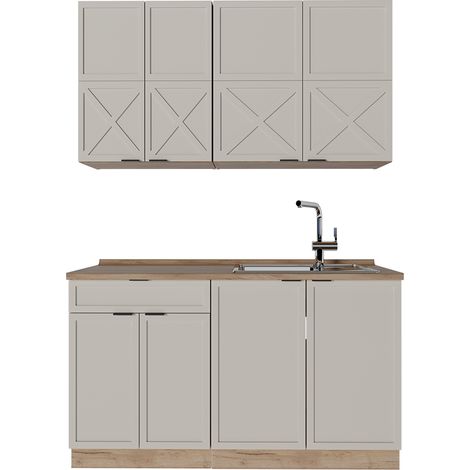Cuisine Fame-Line, GrisBeige/Chêne doré, 140 cm, PT Chêne, Vicco