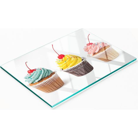 Vassoio da cucina in vetro temperato con grafica di muffin, 80x52 cm. (1/5)