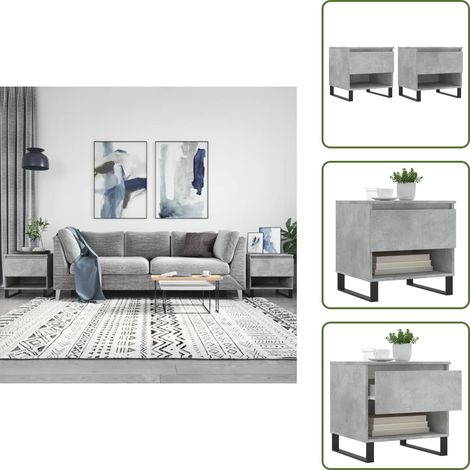 The Living Store Couchtische 2 Stk. Betongrau 50x46x50 cm Holzwerkstoff - Couchtisch - Wohnzimmerstil - Holzwerkstoff - Metallgestell - Grau (1/5)