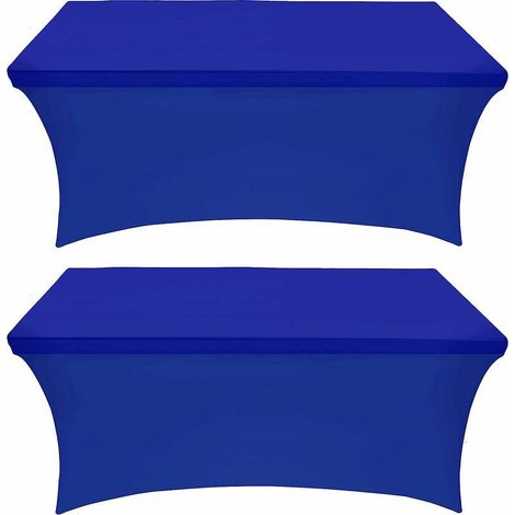 Gartenmöbel-Schutzhüllen-Set, 2 dehnbare Spandex-Tischdecken [183 cm, Blau] – Rechteckige, dehnbare Tischdecke, waschbar und knitterfrei für Veranstaltungen, Hochzeiten, Bankette und Partys (1/5)