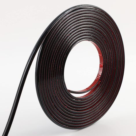 Bande décorative autocollante, 10 mètres de long, 8 mm d'épaisseur, noire, convient pour les murs, les sols, les meubles et les bords de carrelage. (1/5)