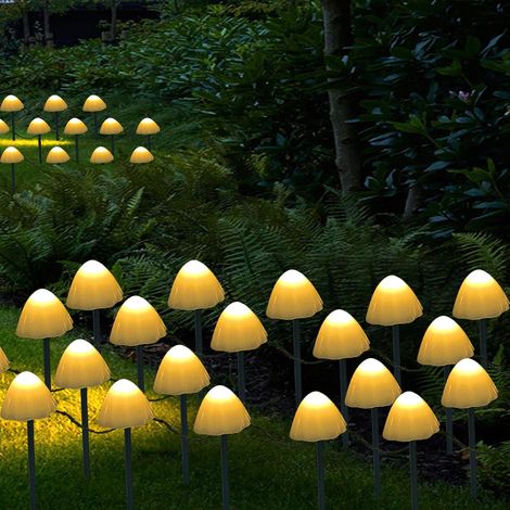 Guirlande Lumineuse Exterieur Solaire,3,8M 12 LED Guirlande Guinguette Solaire, IP65 Étanche 8 Modes Solaire Guirlande LED Champignon (Blanc Chaud) (1/5)