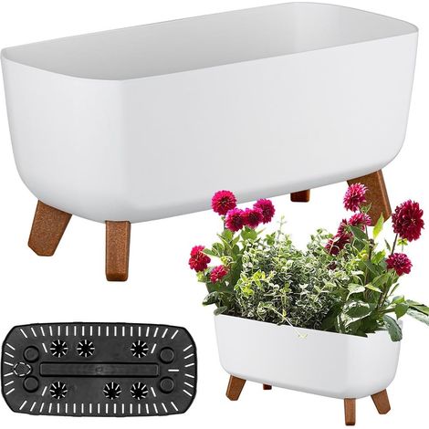 DGCL400-S449 COUVERCLE DE POT DE JARDIN SUR PIEDS GRACIA CASE BLANC (1/5)