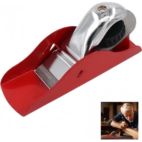 Mini pialla manuale monoblocco - Pialla pratica - Adatta per la lavorazione del legno, la produzione di prodotti in legno, progetti di finitura, falegnameria - 135×40 mm - Rossa (1/5)