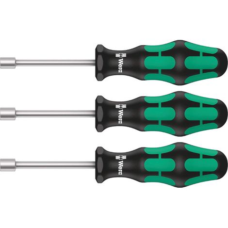 Wera 05134275001 - 395 HO/3 3 Piece Hollow Shaft Nut Spinner Set 10mm, 13mm & 7/16inch AF