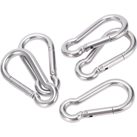 Lot de 5 mousquetons 70mm en acier inoxydable, crochet à ressort robuste pour escalade et sac à dos (1/5)