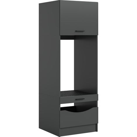 Free armoire à machine à laver 2 portes, 1 porte battante, 1 tiroir, 2 étagères anthracite. (1/5)
