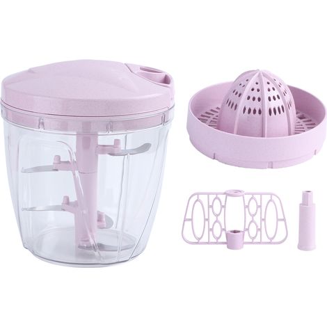 900 ml Multifunktionaler, manueller Fleischwolf in Rosa - Küchengerät zum Zerkleinern von Fleisch (1/5)