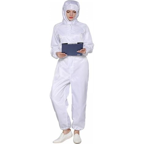 Combinaison de protection, combinaison antistatique à capuche, combinaison de laboratoire zippée, vêtements de travail pour peinture au pistolet pour ateliers sans poussière, salles blanches, laborato (1/5)