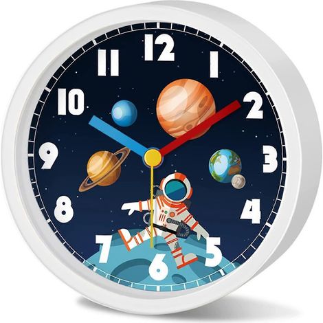 Réveil de bureau pour enfants, horloge décorative sur le thème du voyage spatial, convient aux tables de chevet, aux bureaux et aux étagères, silencieux sans tic-tac, fonctionne sur piles (piles inclu (1/5)