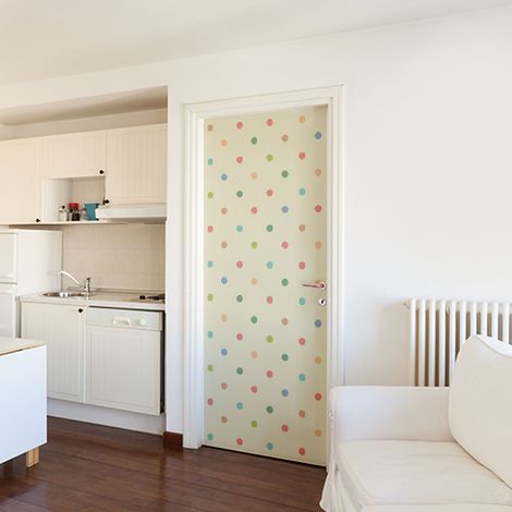 Sticker Porte Rétro Pois Multicolores, 204 cm X 83 cm - Déco Intérieure Maison: Ajoutez une Touche Vintage à votre Intérieur (1/4)