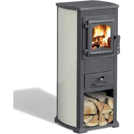 Stufa a legna con struttura in acciaio e vano porta legna 5,3 kw - red (1/5)
