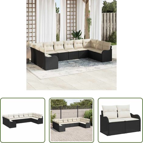 Gartenmöbel - Gartensofa-set Schwarz Poly-Rattan (1/5)
