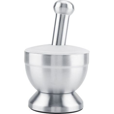 Mortier et pilon en acier inoxydable, moulin à épices et à ail avec couvercle, outil de cuisine (1/4)