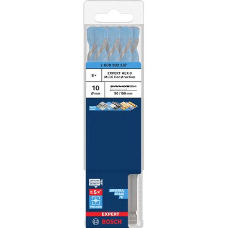 Bosch EXPERT Bohrer HEX-9 Multi Construction, 10 x 90 x 150 mm, Packung á 8 Stk.